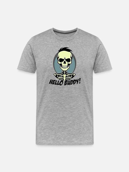 Hello Buddy - Männer Premium Bio T-Shirt - Grau meliert