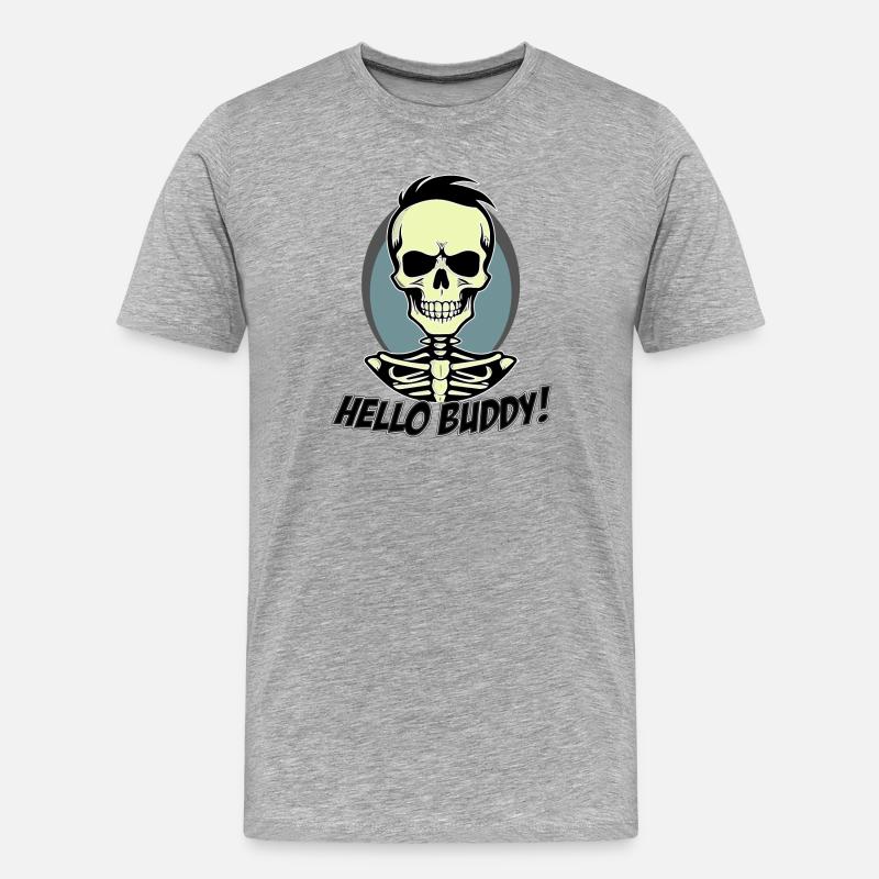 Hello Buddy - Männer Premium Bio T-Shirt - Grau meliert