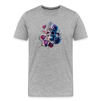 Skull and Roses - Men's Premium Organic T-Shirt - heather grey - Front - Damien (186cm)