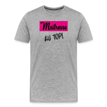 Danke, Herrin - Männer Premium Bio T-Shirt - Grau meliert - Vorne - Damien (186cm)