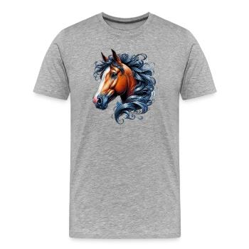 Pferd - Männer Premium Bio T-Shirt - Grau meliert - Vorne - Damien (186cm)