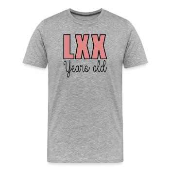 70. Geburtstag Siebzig - OPA OMA LXX - Männer Premium Bio T-Shirt - Grau meliert - Vorne - Damien (186cm)