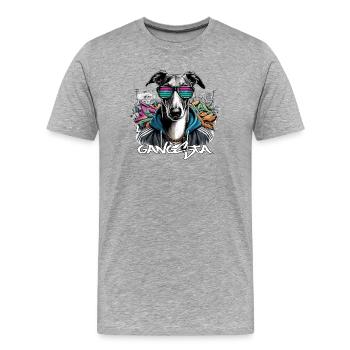 Windhund Gangsta Hund Graffiti Geschenk - Männer Premium Bio T-Shirt - Grau meliert - Vorne - Damien (186cm)