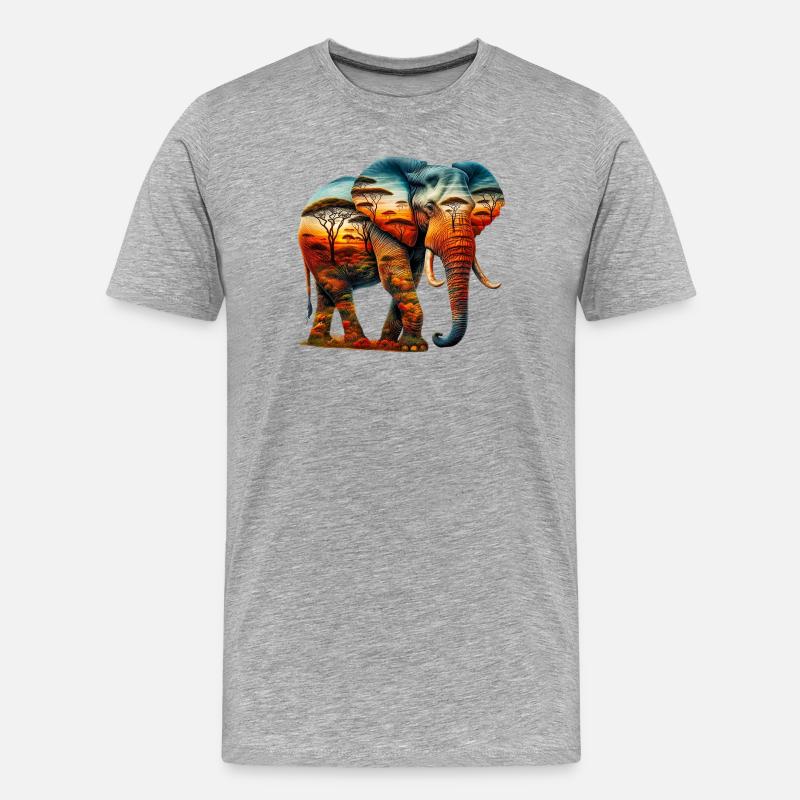 Elefant - Männer Premium Bio T-Shirt - Grau meliert