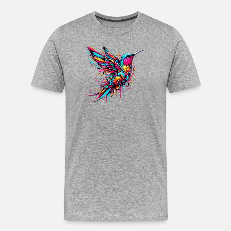 Kolibri - Männer Premium Bio T-Shirt - Grau meliert