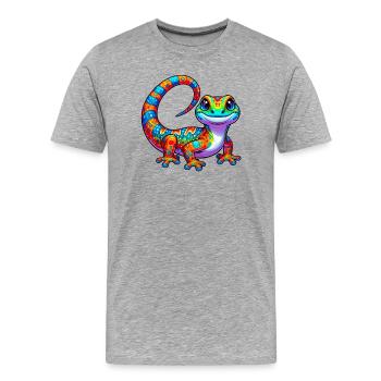 Gecko - T-shirt bio Premium Homme - gris chiné - Devant - Damien (186cm)