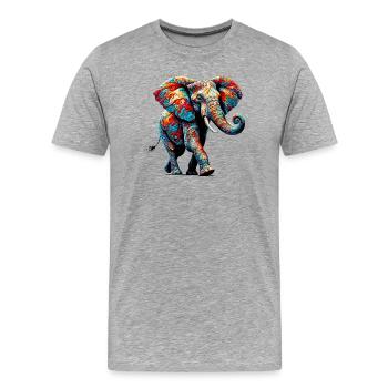 Éléphant - T-shirt bio Premium Homme - gris chiné - Devant - Damien (186cm)