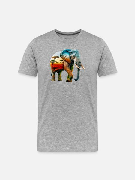 Elefant - Männer Premium Bio T-Shirt - Grau meliert