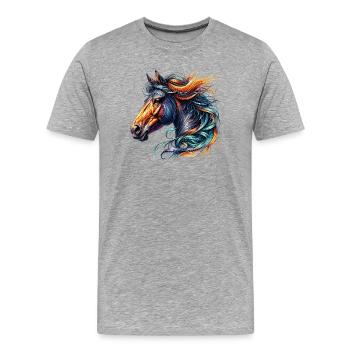 Pferd - Männer Premium Bio T-Shirt - Grau meliert - Vorne - Damien (186cm)