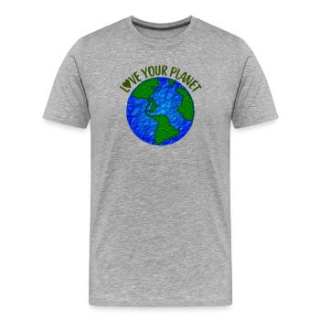 Aimez votre planète - T-shirt bio Premium Homme - gris chiné - Devant - Damien (186cm)
