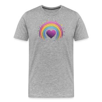 Purple Heart with Rainbow - Männer Premium Bio T-Shirt - Grau meliert - Vorne - Damien (186cm)
