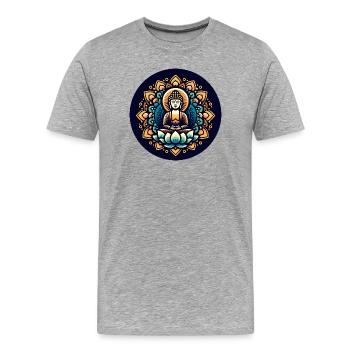 Ruhe des Buddha - Männer Premium Bio T-Shirt - Grau meliert - Vorne - Damien (186cm)