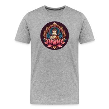Bouddha de la Paix - T-shirt bio Premium Homme - gris chiné - Devant - Damien (186cm)
