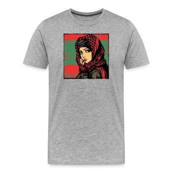 Revolution Girl - Männer Premium Bio T-Shirt - Grau meliert - Vorne - Damien (186cm)