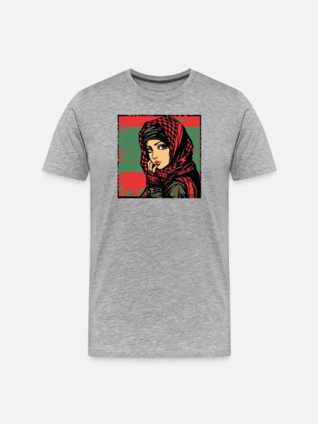 Revolution Girl - Männer Premium Bio T-Shirt - Grau meliert