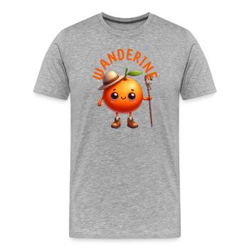 Shirt Wanderine Lustig wandern und Mandarine - Männer Premium Bio T-Shirt - Grau meliert - Vorne - Damien (186cm)
