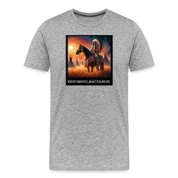 Kunst der amerikanischen Ureinwohner - Männer Premium Bio T-Shirt - Grau meliert - Vorne - Damien (186cm)