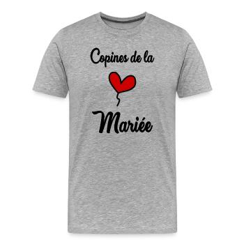 FREUNDINNEN DER BRAUT - Männer Premium Bio T-Shirt - Grau meliert - Vorne - Damien (186cm)