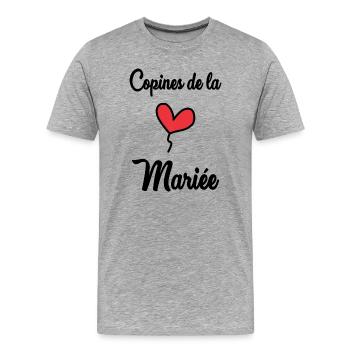 FREUNDINNEN DER BRAUT - Männer Premium Bio T-Shirt - Grau meliert - Vorne - Damien (186cm)