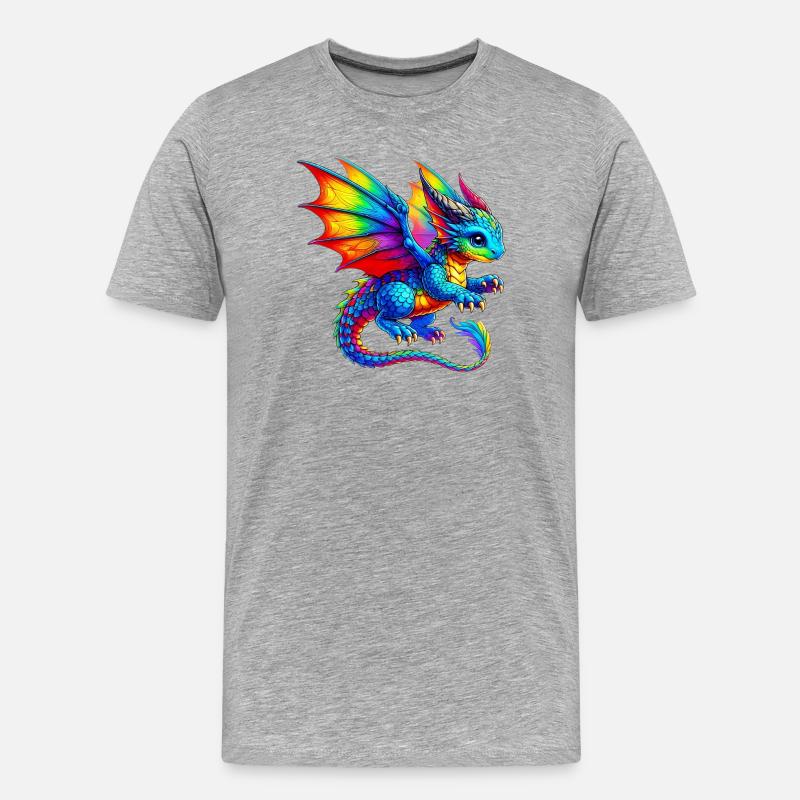 Drache - Männer Premium Bio T-Shirt - Grau meliert