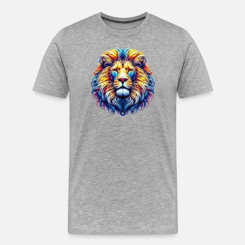 Löwe - Männer Premium Bio T-Shirt - Grau meliert