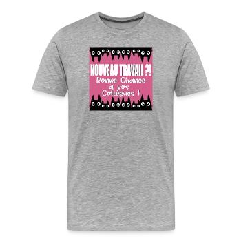 BONNE CHANCE COLLÈGUES - T-shirt bio Premium Homme - gris chiné - Devant - Damien (186cm)