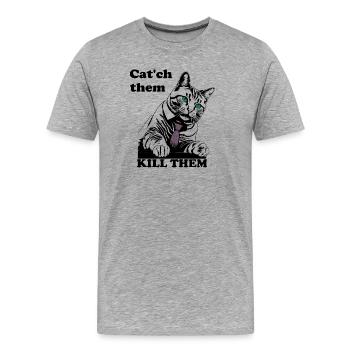 Catch them CAT - Männer Premium Bio T-Shirt - Grau meliert - Vorne - Damien (186cm)