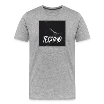 Energetic techno design with DJ motif - Men's Premium Organic T-Shirt - heather grey - Front - Damien (186cm)