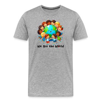 We Are the World - Men's Premium Organic T-Shirt - heather grey - Front - Damien (186cm)