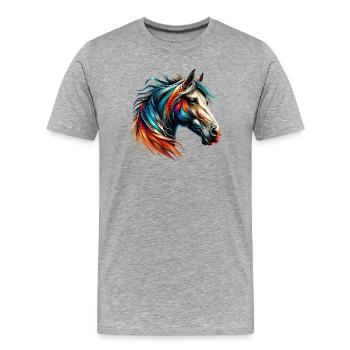 Pferd - Männer Premium Bio T-Shirt - Grau meliert - Vorne - Damien (186cm)