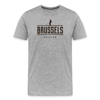Bruxelles Belgique Manneken Pis - T-shirt bio Premium Homme - gris chiné - Devant - Damien (186cm)