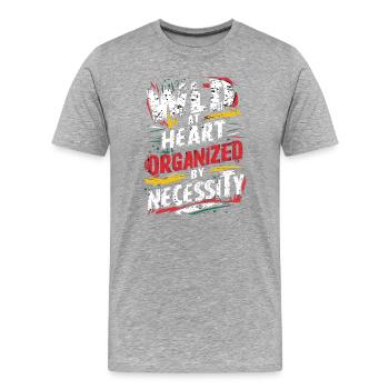 Organisation und Emotionen im Graffiti-Stil - Männer Premium Bio T-Shirt - Grau meliert - Vorne - Damien (186cm)
