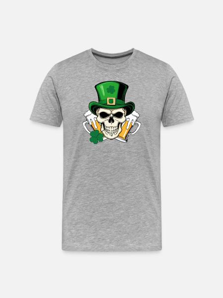 skull san patrick day - Men's Premium Organic T-Shirt - heather grey