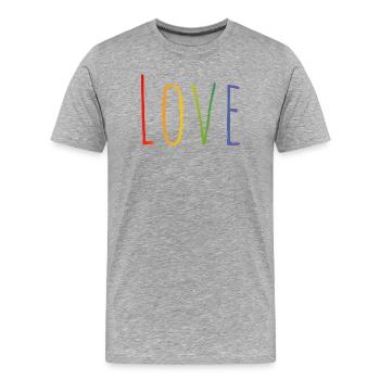 CSD LGBT Arc-en-ciel Love Design - T-shirt bio Premium Homme - gris chiné - Devant - Damien (186cm)