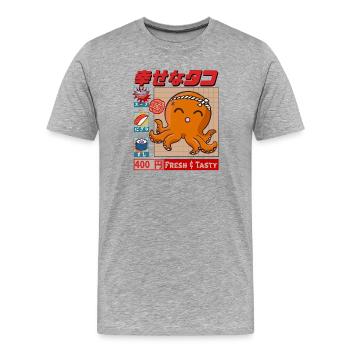 Happy Squid - Fresh & tasty - Men's Premium Organic T-Shirt - heather grey - Front - Damien (186cm)