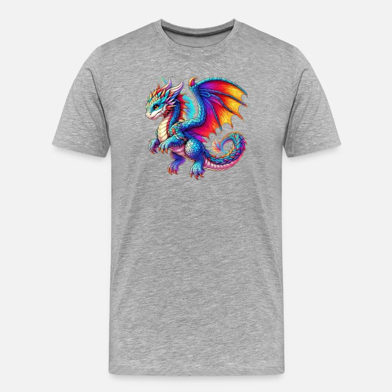 Drache - Männer Premium Bio T-Shirt - Grau meliert