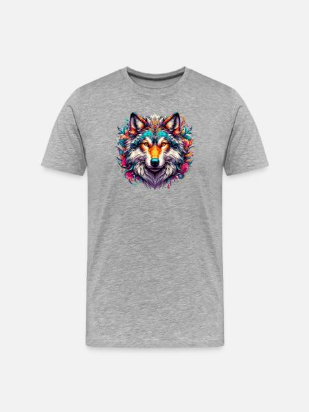 Wolf - Men's Premium Organic T-Shirt - heather grey