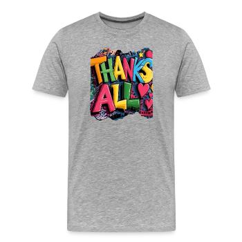 Joyeux merci Graffiti Design - T-shirt bio Premium Homme - gris chiné - Devant - Damien (186cm)