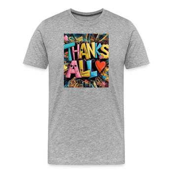style graffiti merci coeur design - T-shirt bio Premium Homme - gris chiné - Devant - Damien (186cm)