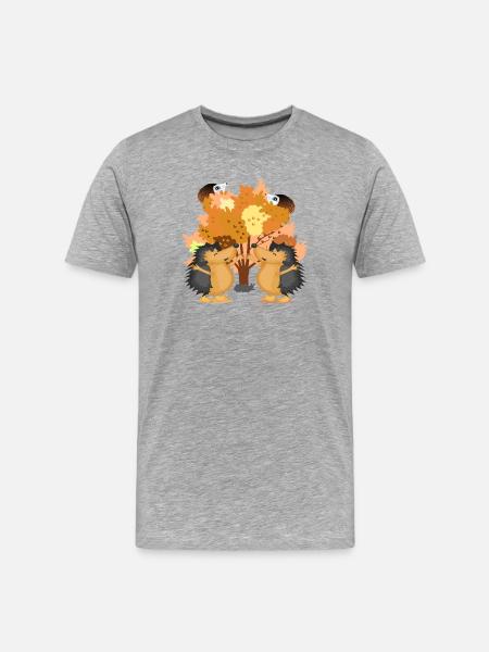 AUTUMN TREE HEDGEHOG ANIMAL ILLUSTRATIONS - Men's Premium Organic T-Shirt - heather grey
