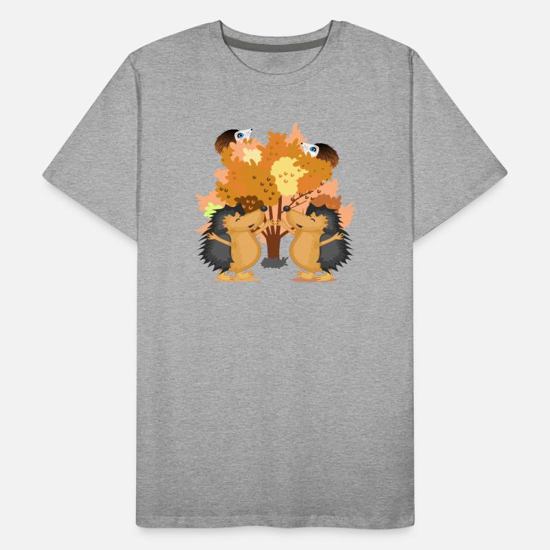 ILLUSTRATIONS D’ANIMAUX HÉRISSON ARBRE D’AUTOMNE T-shirt bio Premium Homme