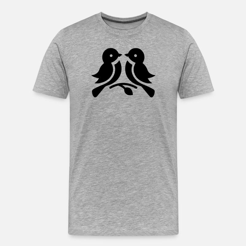 Zwillingsvögel - Männer Premium Bio T-Shirt - Grau meliert