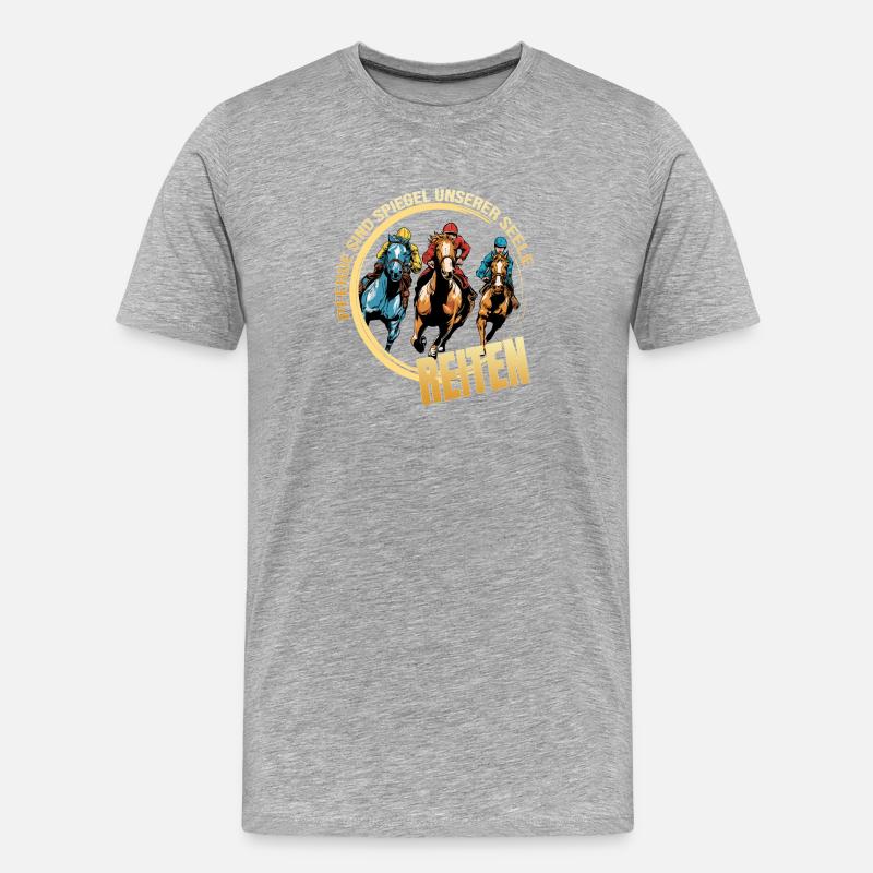 Pferde sind Spiegel unserer Seele - Männer Premium Bio T-Shirt - Grau meliert