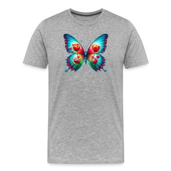 Fleurs papillon tulipes tulipe - T-shirt bio Premium Homme - gris chiné - Devant - Damien (186cm)