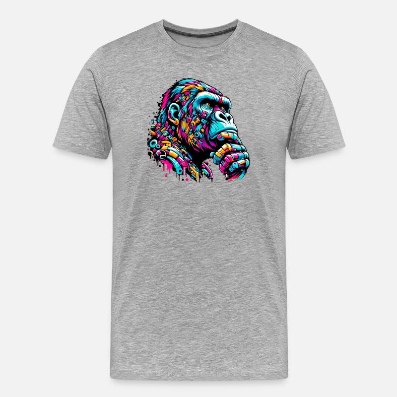 Gorilla - Männer Premium Bio T-Shirt - Grau meliert
