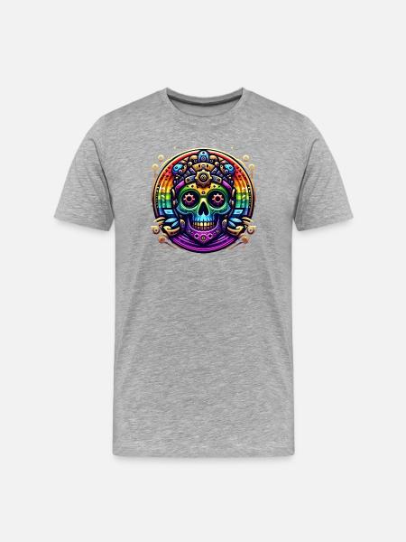 Metallic Rainbow Skull 2 - Men's Premium Organic T-Shirt - heather grey