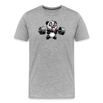 panda workout krafttraining gewichtheber lustig - Männer Premium Bio T-Shirt - Grau meliert - Vorne - Damien (186cm)