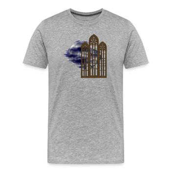 gothic Motiv, Monde, Vogelschwarm, ruinen - Männer Premium Bio T-Shirt - Grau meliert - Vorne - Damien (186cm)