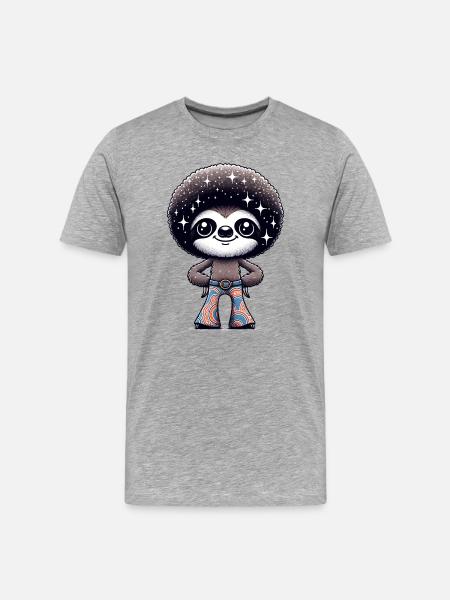 Disco Sloth: Starry Night Groover - Men's Premium Organic T-Shirt - heather grey