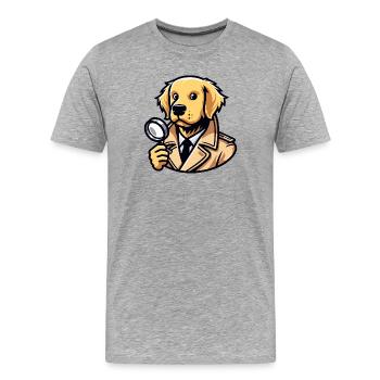 Detective Dog : le détective renifleur de mystère - T-shirt bio Premium Homme - gris chiné - Devant - Damien (186cm)